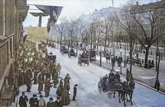 The Emperor during a ride in a horse-drawn carriage on Unter den Linden in Berlin