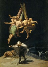 The Witches' Dance, Flying Witches Have Abducted a Man, c. 1790, Painting by Francisco Josv© de