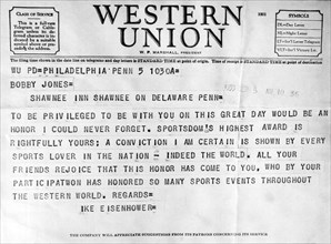 Eisenhower Telegram To Bobby Jones