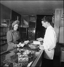 Shopping, coupons, around 1945.