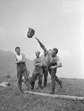 Soldiers doing Stone Throwing.