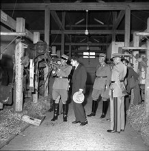 Prince Gholam Reza of Persia visiting the Swiss military, 1957.