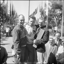 Olympic Games Rome 1960: Winners ceremony small bore rifle.