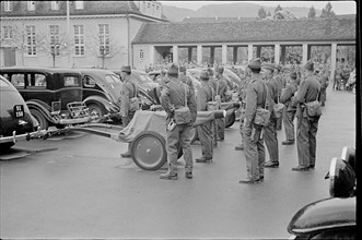 Called up infantrymen gathering; 1940.