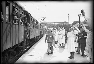 After World War 2: POWs - presumably Italians - going home, 1946.