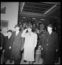 King Mohammad Zahir Shah (c) arriving in Geneva, 1950.