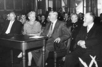 Meinrad Inglin receives Swiss literary prize, Schwyz 1953.