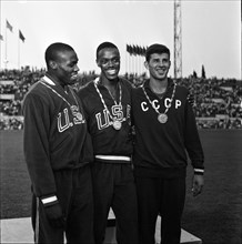 Olympic Games Rome 1960: Robertson, Olympic champion Ralph Boston, Ter-Owanesian.