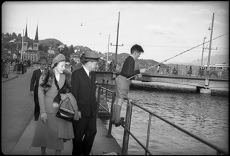 Thomas E. Dewey and his wife in Lucerne, 1949