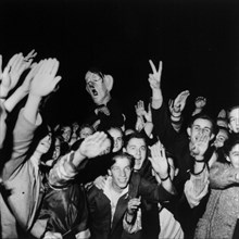 Young people celebrating end of second world war; 1945.