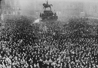 WW 2 Italy: Followers of Mussolini at a demonstration in Torino.