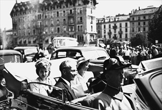 Evita Peron with Mrs and Mr de Senarclens and Dr. Cuttat, 1947.