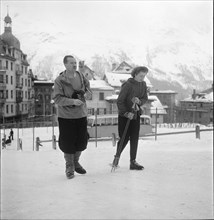 Prince Franz Josef and Gina of Liechtenstein in St. Moritz, 1947.