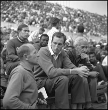 Rome 1960: Emil Zatopek (left) in the olympic stadium.