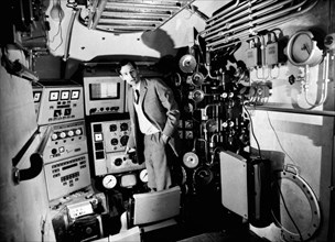 Jacques Piccard in the cockpit of Mesoscaph of Expo 1964.