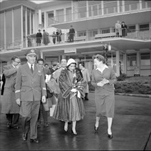 Princess Ashraf Pahlavi of Persia leaving Zurich, 1954.