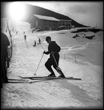 Former King Michael of Romania skiing in Davos, 1948.