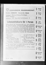 Food ration card; 1940 .