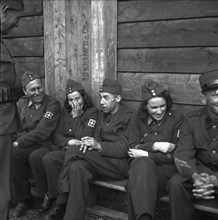 Soldiers. members of women's military service. air-raid protection. 1945