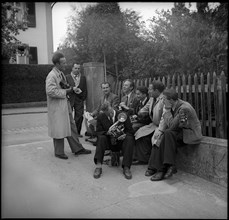 Press photographers are waiting for King Leopold of Belgium, Berne 1949.