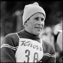 Racing skier Adolf Mathis, around 1960 .