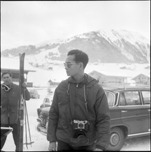 King Bhumibol of Thailand, skiing holiday in Gstaad 1961 .