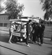 Rome 1960: Athletes at Ovomaltine stand.