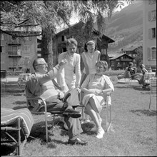 Giovanni Gronchi and family, holiday in Zermatt, 1956.