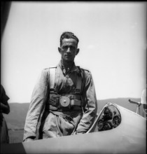 Pilot Fritz Glur before taking off to Arbedo, 1947.