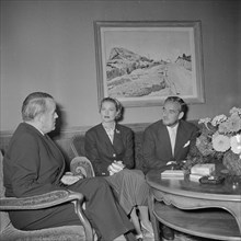 Grace and Rainier of Monaco visiting Max Petitpierre (l), 1957.