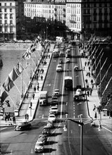 Flags on the Mont-Blanc bridge .