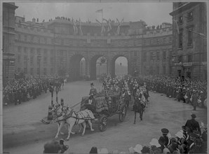 In golden carriage on Trafalgar Square