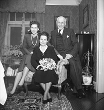 Gilberte de Courgenay with daughter and husband, 1946