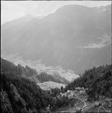 Swiss mountain village in Orbe valley around 1954.