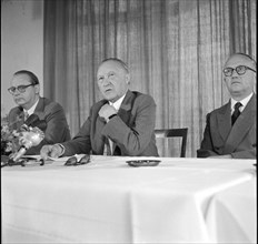 Von Brentano, German Federal Chancellor Adenauer, Hallstein in Mürren 1955.