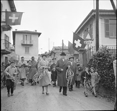 German Federal Chancellor Adenauer and daughter Ria in Porza 1956.