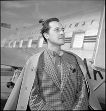 Pianist Max Egger, departute to Vienna; Zurich-Kloten airport 1950.