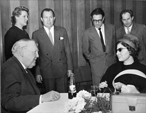 Ludwig Erhard and former iranian empress Soraya, Frankfurt airport 1959 .