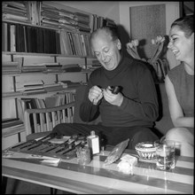 Curd Juergens and wife Simone at home in Zollikon 1962.