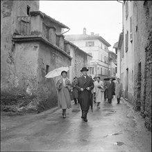 German Federal Chancellor Adenauer and daughter Ria in Porza 1956.