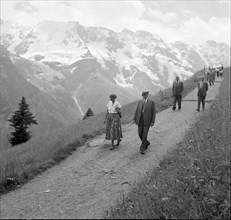 German Federal Chancellor Adenauer with daughter Ria in Mürren 1955.