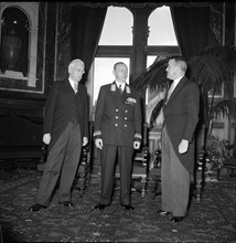 Vice-president Feldmann, Pavel Erchov, Federal President Petitpierre, Berne 1955.