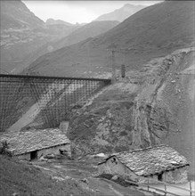 Great sankt Bernhard tunnel building start, Italy 1959.