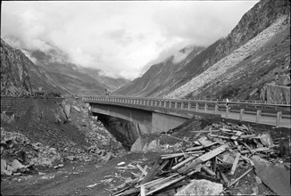 New built section of the road to the Gotthard pass 1971 .