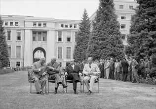 Geneva Summit 1955, Bulganin, Eisenhower, Faure and Eden posing for the photographers.