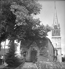 Historic church in Wohlenschwil, built in the 12th century, 1946.