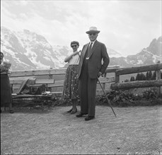 German Federal Chancellor Adenauer with daughter Ria in Mürren 1955.