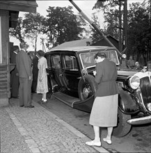 German Federal Chancellor Adenauer and daughter Lotte in Switzerland 1950.