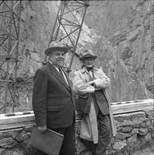 Bridge under construction in the Schöllenen ravine,  engeneer and buidling director, 1955.