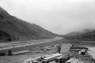 New built section of the road to the Gotthard pass 1971 .